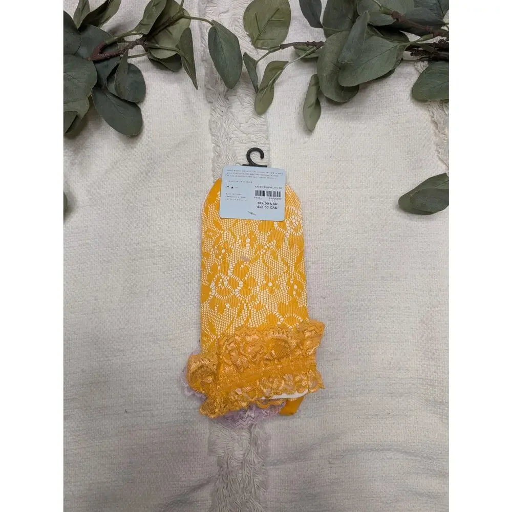 Anthropologie Lace Socks in Pink & Yellow